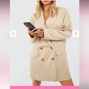 Premium Pinstripe Oversized Blazer Dress.